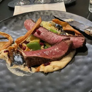 Seared duck with parsnip purée