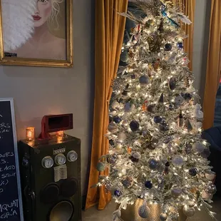a christmas tree in a living room