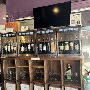 a variety of bottles and glasses