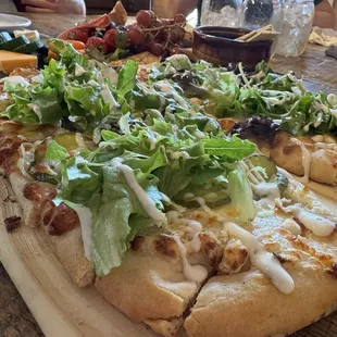 Pickle flatbread pizza! Easily fed the three of us.