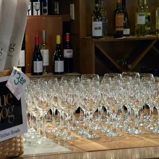 Setting up for a free tasting event. We always have a great turnout, especially when we have the winemaker on hand as a guest!