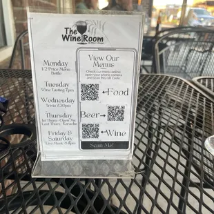 Table menu