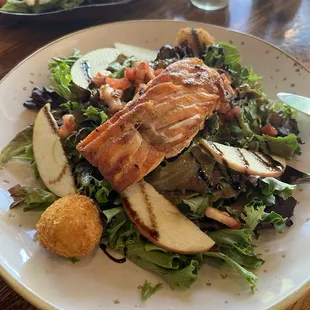 Fried Goat Cheese and Apple Salad with Salmon