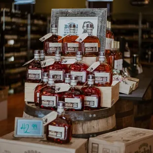 a display of bottles of wine