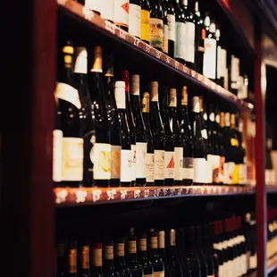 rows of wine bottles