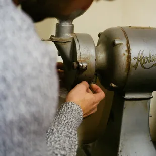 a man working on a machine