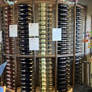a display of wine bottles