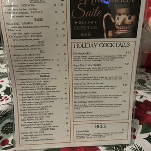 Drink menu