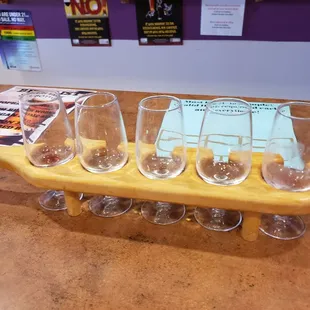 a flight of wine glasses
