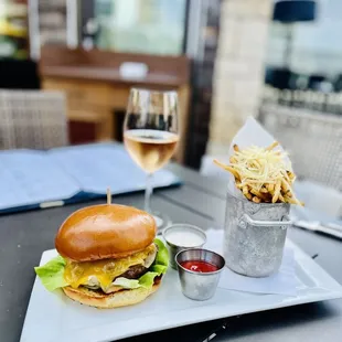 Cheeseburger with Truffle Parmesan Fries + Rose