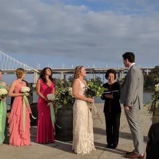 Bay bridge backdrop during our beautiful ceremony