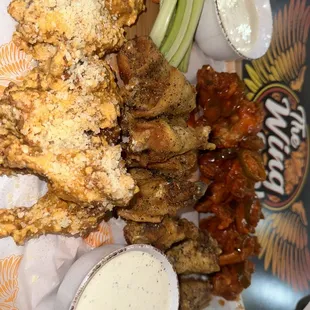 30 pc Family Pack  Spicy Parmesan wings Hot lemon pepper wings Black Pepper wings