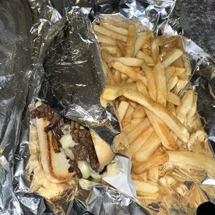 a sandwich and french fries