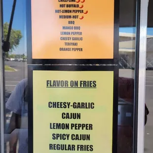 Flavors for wings &amp; fries