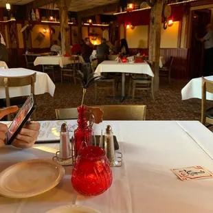 a woman reading a menu