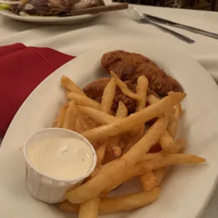 Childrens chicken fingers and French fries