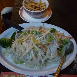 Vegetable chow mein. Huge portions! Fresh veggies.