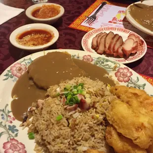 Egg foo young and Fried rice !! The gravy !!