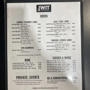 Menu items