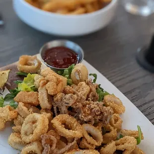 Gluten free calamari and truffle poutine