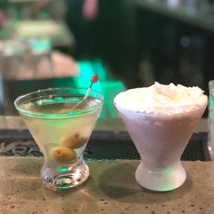 two cocktails on the bar