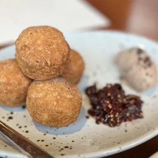 Duck liver pâté comes with this adorable fried biscuit. The late was sinfully delish!!