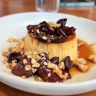 Crème caramel. The toffee and whiskey cherries added a lovely texture to the dish