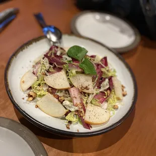 Nice pear salad with bleu cheese and candied walnuts