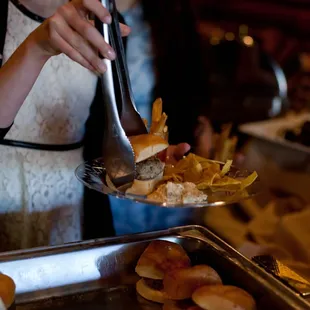Turkey burger sliders for our catered event at the restaurant. Delicious!