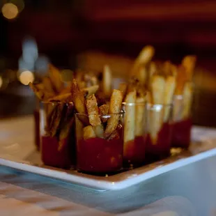 Fun presentation for even the home made fries and house ketchup.