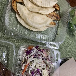 Blacked catfish tacos with coleslaw - the fish is a big amount of fish, it&apos;s great plain but perfect with the coleslaw added to the taco
