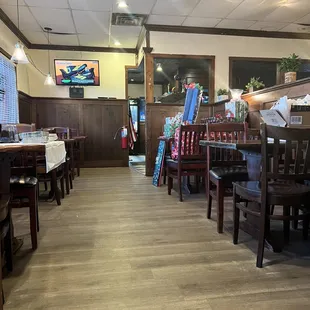 a restaurant with tables and chairs