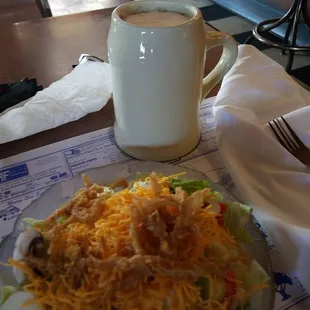 Warftiener Dunkin and salad to begin