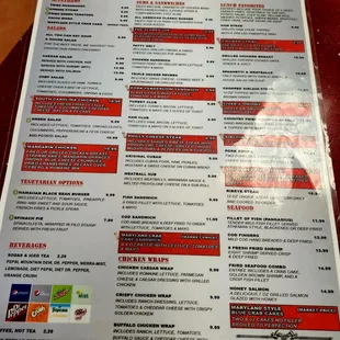 Sept 2022: Menu Pic 2 of 2-- Lunch