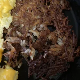 Burned, oily hash browns