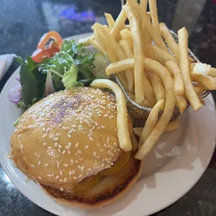 Burger and fries.