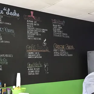 a menu on the wall