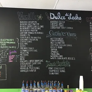 a menu on a blackboard