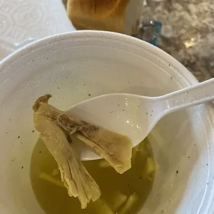 First time here. Bones in the chicken noodle soup
