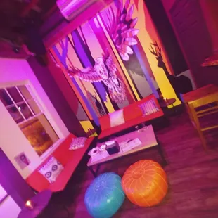 a brightly lit living room