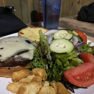 Burger with a side salad that was way better than most places.
