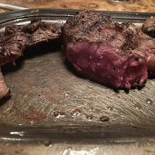 a steak and mushrooms