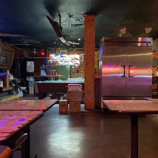 a bar with a pool table