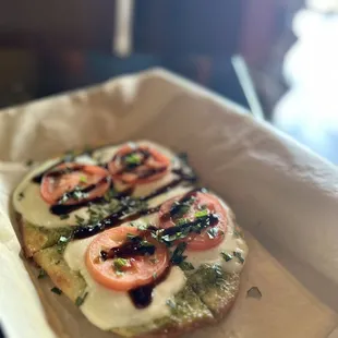 So good!  Caprese flatbread!