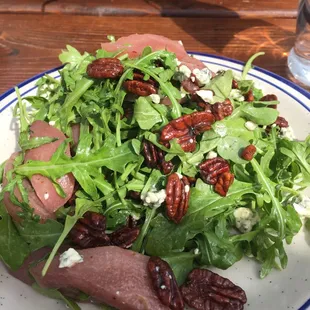 Poached Pear and Arugula Salad