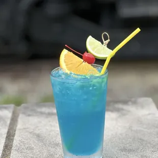 a blue cocktail