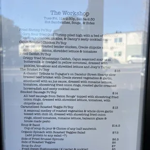 Menu as of 1/11/23