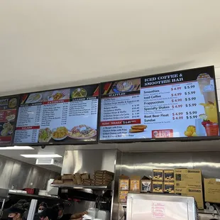 the menus on the wall above the counter