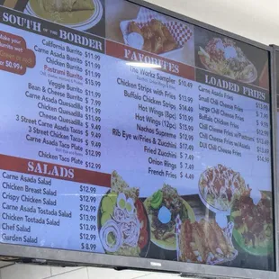 Favorites and Salads Menu