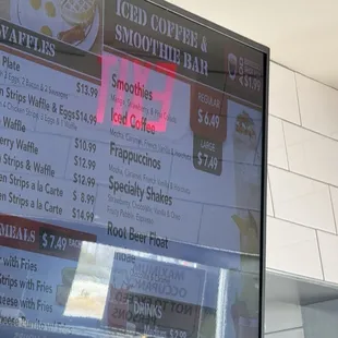 Waffles, Kids Meals and Drinks Menu